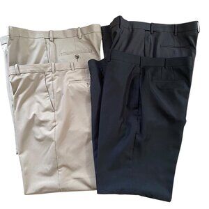 Van Heusen Haggar Mens Dress Pants 40x30 Cool Right Performance Flex Black Khaki